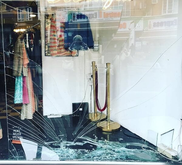 shopfront glass broken